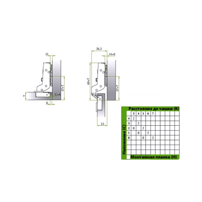 Петля вкладная, с доводчиком, FGV Integra 2 Way (51ВSH5051505000)