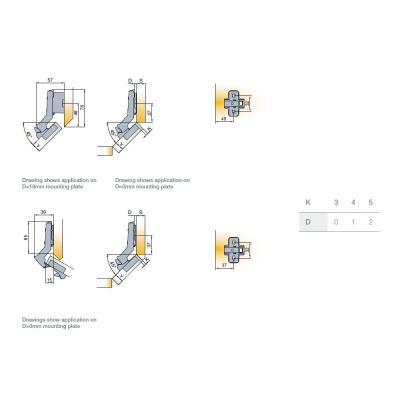 Петля угловая, 45°, с доводчиком, clip-on, TITUS S-type i3 Glissando 242-0H17-650-00, СЛОРОС (100шт/кор)