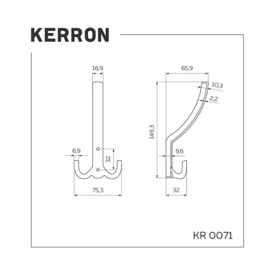 Крючок мебельный 3-х рожковый KERRON KR 0071 SC матовый хром, большой, в точку