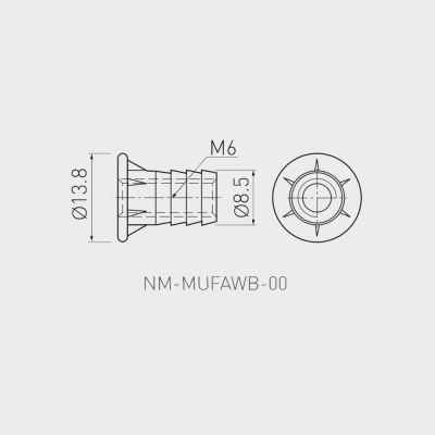 Муфта врезная М6 ZNAL NM-MUFAWB00