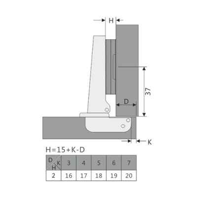 Петля полунакладная, без доводчика, slide-on, HARDI