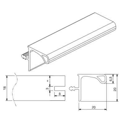 Алюминиевый профиль для полок 4,1 м белый,ALU 00 039W Aluminium WeiB (12096981033)