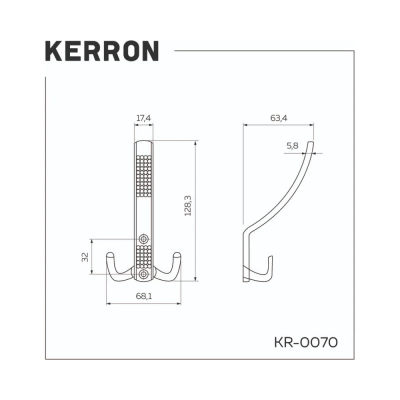 Крючок мебельный 3-х рожковый KERRON KR 0070 античная бронза, малый, в точку